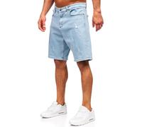BOLF Herren Jeans Shorts Kurze Jeanshose Stretch Denim Bermudas Kurze Hose Cargo Cargoshorts Used Look Baumwolle Sommer Freizeithose Slim Fit 0631 Blau M [7G7]