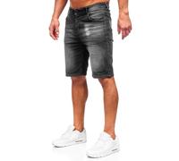 BOLF Herren Jeans Shorts Kurze Jeanshose Stretch Denim Bermudas Kurze Hose Cargo Cargoshorts Used Look Baumwolle Sommer Freizeithose Slim Fit MP0277N Schwarz S [7G7]