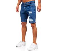 BOLF Herren Jeans Shorts Kurze Jeanshose Stretch Denim Bermudas Kurze Hose Cargo Cargoshorts Used Look Baumwolle Sommer Freizeithose Slim Fit 0790 Dunkelblau XXL [7G7]