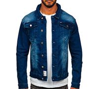 BOLF Herren Jeansjacke Übergangsjacke Trucker Jacke Denim Jacke Warm Jeans Denim Vintage Classic Street Style Basic Casual Style MJ512BS Dunkelblau S [4D4]