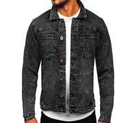 BOLF Herren Jeansjacke Übergangsjacke Trucker Jacke Sherpa Denim Jacke Warm Gefüttert Jeans Denim Vintage Classic Street Style RC61125W1 Schwarz XXL [4D4]