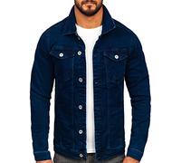 BOLF Herren Jeansjacke Übergangsjacke Trucker Jacket Jeans Denim Jacket Freizeitjacke Vintage Retro Classic Street Style Basic Casual Style 200 Dunkelblau 3XL [4D4]