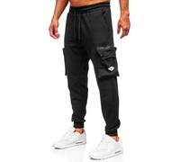 BOLF Herren Jogger Cargohose mit Taschen Freizeithose Baumwolle Jogginghose Sporthose Cargo Jogpants Elastische Traininghose Joggers Stretch Combat Slim Fit K17 Schwarz M [6F6]