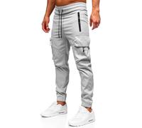 BOLF Herren Jogger Cargohose mit Taschen Freizeithose Baumwolle Jogginghose Sporthose Cargo Jogpants Elastische Traininghose Joggers Stretch Combat Slim Fit HSS299 Grau XXL [6F6]
