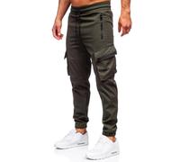 BOLF Herren Jogger Cargohose mit Taschen Freizeithose Baumwolle Jogginghose Sporthose Cargo Jogpants Elastische Traininghose Joggers Stretch Combat Slim Fit HSS300 Grün XXL [6F6]