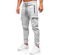 BOLF Herren Jogger Cargohose mit Taschen Freizeithose Baumwolle Jogginghose Sporthose Cargo Jogpants Elastische Traininghose Joggers Stretch Combat Slim Fit HSS300 Grau XXL [6F6]