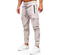 BOLF Herren Jogger Cargohose mit Taschen Freizeithose Baumwolle Jogginghose Sporthose Cargo Jogpants Elastische Traininghose Joggers Stretch Combat Slim Fit HSS298 Beige XXL [6F6]