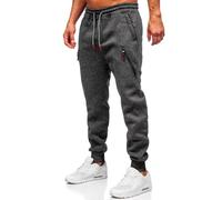 BOLF Herren Jogginghose Sweathose mit Taschen Trainingshose Sporthose Beinabschluss Freizeithose Sweatpants Jogger Lange Baumwolle Fitness Casual Slim Fit Q1104 Dunkelgrau M [6F6]