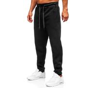 BOLF Herren Jogginghose Sweathose mit Taschen Trainingshose Sporthose Beinabschluss Freizeithose Sweatpants Jogger Lange Baumwolle Fitness Casual Slim Fit MS002A1 Schwarz XXL [6F6]