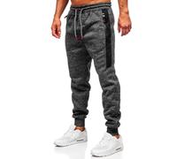 BOLF Herren Jogginghose Sweathose mit Taschen Trainingshose Sporthose Beinabschluss Freizeithose Sweatpants Jogger Lange Baumwolle Fitness Casual Slim Fit Q1201 Dunkelgrau XL [6F6]