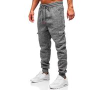 BOLF Herren Jogginghose Sweathose mit Taschen Trainingshose Sporthose Beinabschluss Freizeithose Sweatpants Jogger Lange Baumwolle Fitness Casual Slim Fit Q1108 Anthrazit M [6F6]