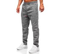 BOLF Herren Jogginghose Sweathose mit Taschen Trainingshose Sporthose Beinabschluss Freizeithose Sweatpants Jogger Lange Baumwolle Fitness Casual Slim Fit Q1105 Anthrazit L [6F6]