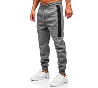 BOLF Herren Jogginghose Sweathose mit Taschen Trainingshose Sporthose Beinabschluss Freizeithose Sweatpants Jogger Lange Baumwolle Fitness Casual Slim Fit Q1201 Anthrazit L [6F6]