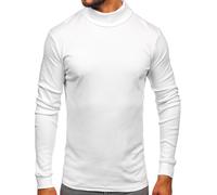 BOLF Herren Jumper Sweatshirt Pullover Sweater Pulli Rollkragenshirt Rollkragenpullover Langarmshirt Longsleeve Wärme Basic Einfarbig Casual Style 535 Weiß XXL [5E5]