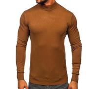 BOLF Herren Jumper Sweatshirt Pullover Sweater Pulli Rollkragenshirt Rollkragenpullover Langarmshirt Longsleeve Wärme Basic Einfarbig Casual Style W1-1725 Braun XXL [5E5]