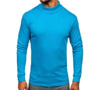 BOLF Herren Jumper Sweatshirt Pullover Sweater Pulli Rollkragenshirt Rollkragenpullover Langarmshirt Longsleeve Wärme Basic Einfarbig Casual Style 535 Blau XXL [5E5]