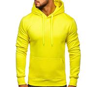 BOLF Herren Kapuzenpullover Hoodie Sweatshirt mit Kapuze Pullover Pulli Langarmshirt Freizeit Sport Fitness Outdoor Casual Style 2009 Gelb-Neon M [1A1]