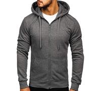 BOLF Herren Kapuzenpullover Hoodie Sweatshirt mit Kapuze Reißverschluss Pullover Pulli Langarmshirt Freizeit Sport Fitness Outdoor Casual Style 2008 Anthrazit M [1A1]