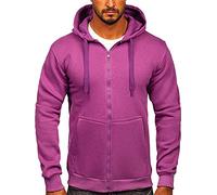 BOLF Herren Kapuzenpullover Reißverschluss Hoodie Sweatshirt mit Kapuze Pullover Pulli Langarmshirt Freizeit Sport Fitness Outdoor Casual Style 2008 Violett M [1A1]