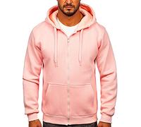 BOLF Herren Kapuzenpullover Reißverschluss Hoodie Sweatshirt mit Kapuze Pullover Pulli Langarmshirt Freizeit Sport Fitness Outdoor Casual Style 2008 Hellrosa XXL [1A1]