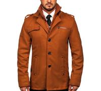 BOLF Herren Kurze Mantel Wolle Kurzmantel Wintermantel mit Stehkrage Wollmantel mit Steppweste Winterjacke Warme Gefüttert Winter Slim Fit Business Elegant PPM 8856 Camel M [4D4]