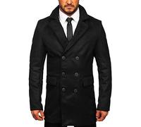 BOLF Herren Mantel Kurzmantel Wintermantel Winter Jacket Business Freizeit Reverskragen Herbst Jacke Mittellang Trenchcoat Outdoor Style 79B3-073 Schwarz L [4D4]