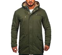 BOLF Herren Parka Jacke Winterjacke Gefüttert mit Kapuze Wintermantel Kapuzenjacke Lang Wärm Winter Herbst Freizeit Outdoor Casual Style EX838A Khaki M [4D4]