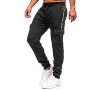 BOLF Herren Sporthose Cargohose Jogginghose Trainingshose Fußballhose Fitnesshose Jogger Sweathose Jogpants Sweatpants Slim Fit Street Style JX9395 Schwarz L [6F6]