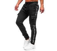 BOLF Herren Sporthose Joggers Printed Sporthose Jogginghose Trainingshose Fitnesshose Fußballhose Sweatpants Jogpants Sweatpants Slim Fit Motiv Street Style JX8715 Schwarz XXL [6F6]