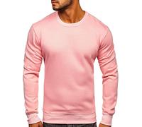 BOLF Herren Sweatshirt Pullover Sweater Pulli Langarmshirt Longsleeve Freizeit Sport Fitness Outdoor Basic Casual Style 2001 Rosa(Hell) XXL [1A1]