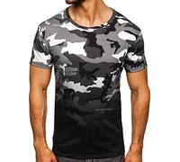 BOLF Herren T-Shirt mit Aufdruck Kurzarm Rundhalsausschnitt Top Kurzarmshirt Tee Rundhals Print Motiv Sportswear Crew Neck Logo Sport J.Style S808 Grau L [3C3]