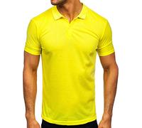 BOLF Herren T-Shirt Polo Poloshirts Kragen Core Kurzarmhemd Schlichtes Polohemd Kurzarm Shirts Basic Einfarbig Freizeit Figurbetont Slim fit J.Style GD02 Gelb-Neon XL [3C3]