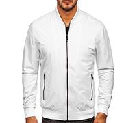 BOLF Herren Übergangsjacke Bomberjacke Fliegerjacke Pilotenjacke Baseballjacke Collegejacke Wind-Jacke Frühlingsjacke Freizeitjacke Outdoor Alltagsjacke Blouson 7116 Weiß XL [4D4]