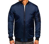 BOLF Herren Übergangsjacke Bomberjacke Fliegerjacke Pilotenjacke Baseballjacke Collegejacke Wind-Jacke Frühlingsjacke Freizeitjacke Outdoor Alltagsjacke Blouson J.STYLE AK95 Dunkelblau L [4D4]