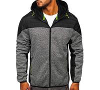 BOLF Herren Übergangsjacke Kapuze Reißverschluss Outdoor Funktionsjacke Classic Trekking Fitness Sport J.Style KS2158 Grau M [1A1]