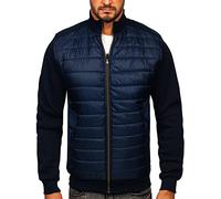 BOLF Herren Übergangsjacke Steppjacke Hybridjacke mit Stehkragen Daunenjacke Thermojacke Sportjacke Wärme Leichte Freizeit Sport Outdoor Casual Style 146307 Dunkelblau L [4D4]