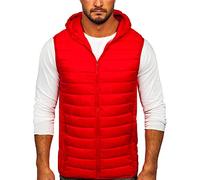 BOLF Herren Weste Bodywarmer Steppweste Daunenweste Funktionsweste Vest Ärmellose Sportweste Kapuzenweste Wärme Freizeit Outdoor Slim Fit Modellauswahl JSTYLE LY36 Rot M [1U1]