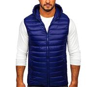 BOLF Herren Weste Bodywarmer Steppweste Daunenweste Funktionsweste Vest Ärmellose Sportweste Kapuzenweste Wärme Freizeit Outdoor Slim Fit Modellauswahl JSTYLE LY36 Dunkelblau XL [1U1]