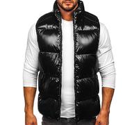 BOLF Herren Weste mit Stehkragen Steppweste Bodywarmer Daunenweste Reißverschluss Ärmellose Sportweste Zip Wärme Freizeit Outdoor Style 9968 Schwarz S [1U1]