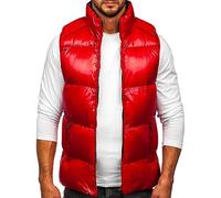 BOLF Herren Weste mit Stehkragen Steppweste Bodywarmer Daunenweste Reißverschluss Ärmellose Sportweste Zip Wärme Freizeit Outdoor Style 9968 Rot XL [1U1]