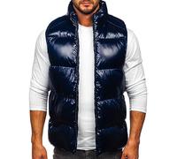 BOLF Herren Weste mit Stehkragen Steppweste Bodywarmer Daunenweste Reißverschluss Ärmellose Sportweste Zip Wärme Freizeit Outdoor Style 9968 Dunkelblau S [1U1]