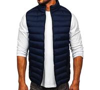 BOLF Herren Weste mit Stehkragen Steppweste Bodywarmer Daunenweste Reißverschluss Ärmellose Sportweste Zip Wärme Freizeit Outdoor Style 5M711 Dunkelblau M [1U1]