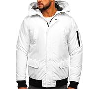 BOLF Herren Winterjacke Stehkragen Jacke Wärm Winter Herbst Freizeit Outdoor Casual Style 2019 Weiss XL [4D4]