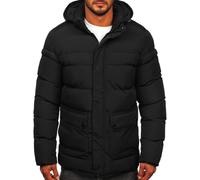 BOLF Herren Winterjacke Steppjacke Pufferjacke Daunenjacke Outdoorjacke Wärme Kurzmantel Leichte Reißverschluss Stehkragen Kapuze Wintermantel Zip Freizeit Sport Basic Casual 22M332 Schwarz S [4D4]