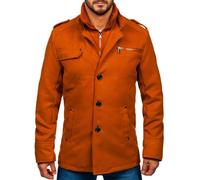 BOLF Herren Wintermantel Lang Zweireihiger Mantel mit Hochkragen Winterjacke Wollmantel Stehkragen Warme Gefüttert Winter Langmantel Slim Fit Business Elegant 8856A1 Camel M [4D4]
