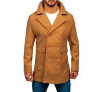 BOLF Herren Wintermantel Lang Zweireihiger Mantel mit Hochkragen Winterjacke Wollmantel Stehkragen Warme Gefüttert Winter Langmantel Slim Fit Business Elegant 11Z8215A2 Camel XXL [4D4]
