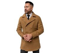 BOLF Herren Wintermantel Lang Zweireihiger Mantel mit Hochkragen Winterjacke Wollmantel Stehkragen Warme Gefüttert Winter Langmantel Slim Fit Business Elegant J.STYLE 11Z8215A1 Camel XXL [4D4]