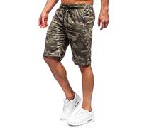 BOLF Kurze Hosen Shorts Sweatshorts Laufshorts Sport Sommer Baumwolle Soft Weicher Stoff elastische Bund mit Kordel und Eingriffstaschen Camouflage Military Style JX701 Khaki M [7G7]
