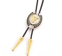 Bolo Ties Krawatte Für Herren - U-Form, Goldener Englischer Buchstabe, Geschnitzter Vintage-Anhänger, Krawatte, Western-Cowboy, Leder, Seil, Hemd, Zubehör, Neuheit, Geschenk, Schmuck, V, Einheits