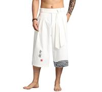 BOLUOBAO Japanische Taro Hose Herren Sommer 3/4 Haremshose, Badehose, lässig, japanischer Stil, Leinen, Kurze Hose